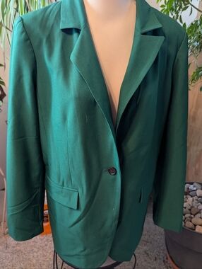 Women's Exc Banana Republic Gable Green One Button Lined LS Blazer Sz 12